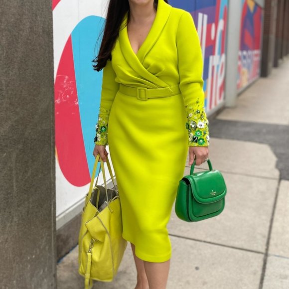 Badgley Mischka Lime Green Dress - Picture 1 of 4